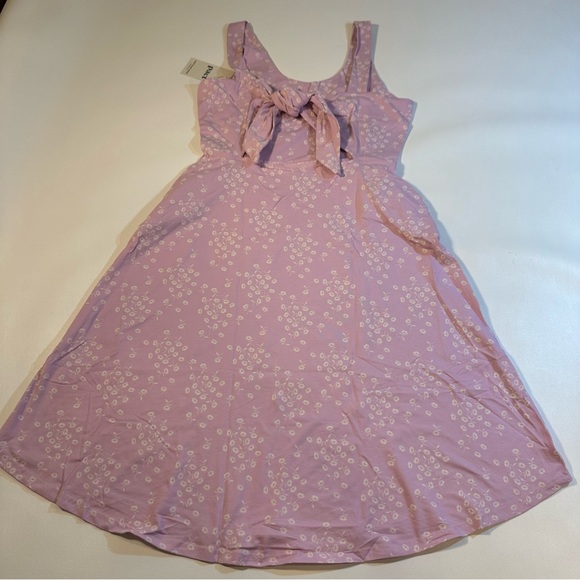NWT Pact Organic Cotton Blend Tie Back Fit & Flare Dress Wild English Lavender - Picture 2 of 12